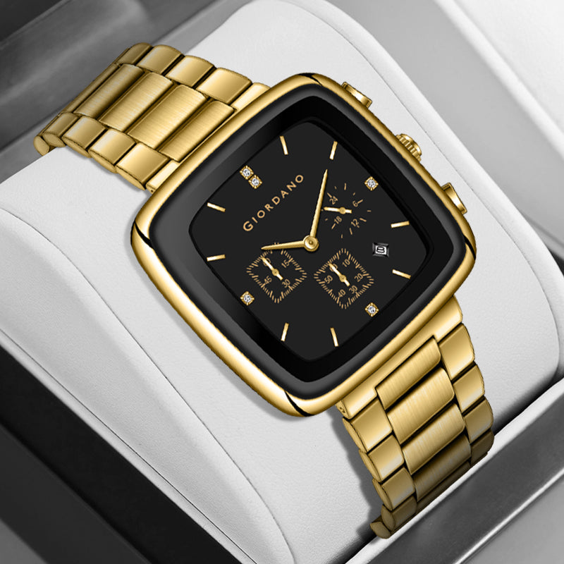 Giordano Square Face Watch for Men – Multifunction Dial with Date Display, Sleek Stainless Steel Strap, Modern Design for Everyday Elegance | GZ-50162-44